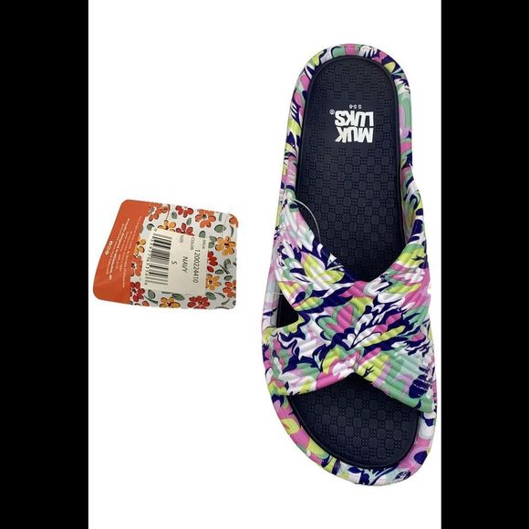 MUK LUKS Women's Spa Day Sandal Navy Multi - Medium - Picture 2 of 3